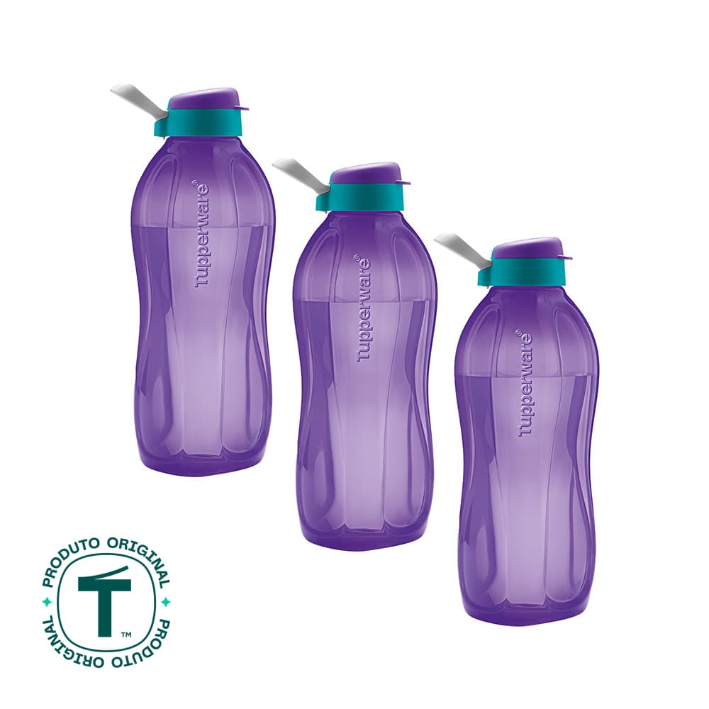 Kit 3 Garrafas de Água Tupperware Eco Tupper Orquídea 2L