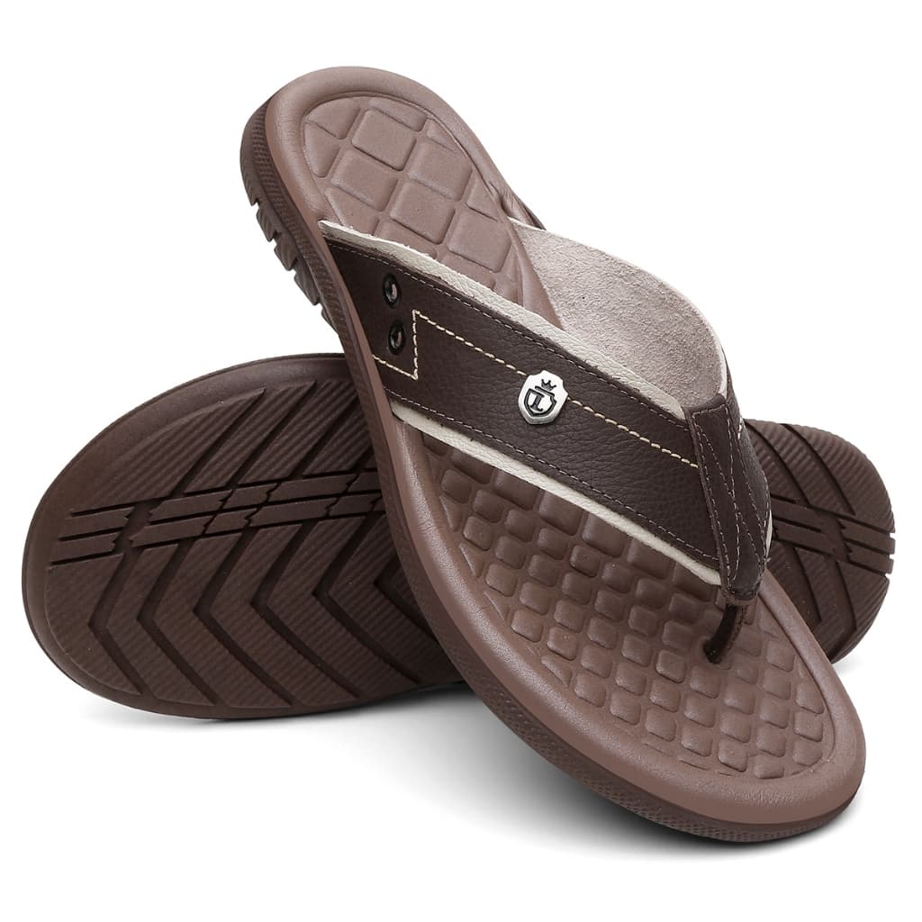 Chinelo Masculino Antistress Em Couro Legítimo Anatõmica Sandália Papete Ant Chulé Oferta
