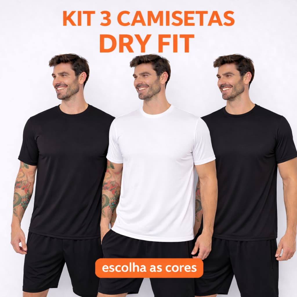 Kit Camisetas Masculina Academia Poliamida Dry Fit Manga Curta Treino Camisa Malhar Dia A Dia Furadinha