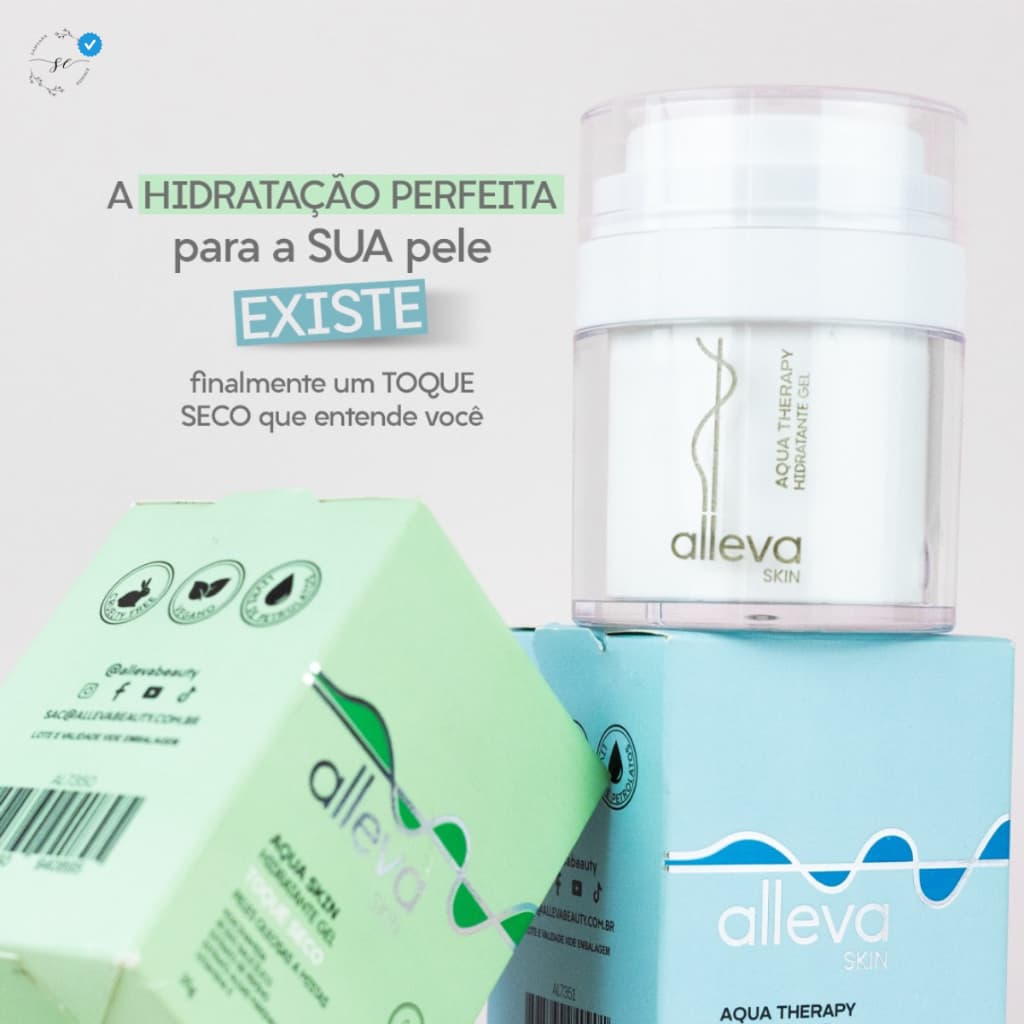 Hidratante Facial Para Pele Oleosa, Mista, Normal e Seca com Niacinamida Pantenol Alleva Aqua Vegano