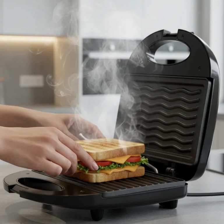 Sanduicheira Grill Elétrica Antiaderente Prensa Dupla 750W Assa dos 2 lados Grelha 127V ou  220V