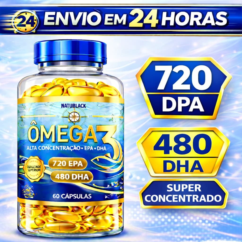 ÔMEGA 3 ORIGINAL 720 DPA e 480 DHA Alta Pureza ORIGINAL - ENVIO EM 24 HORAS