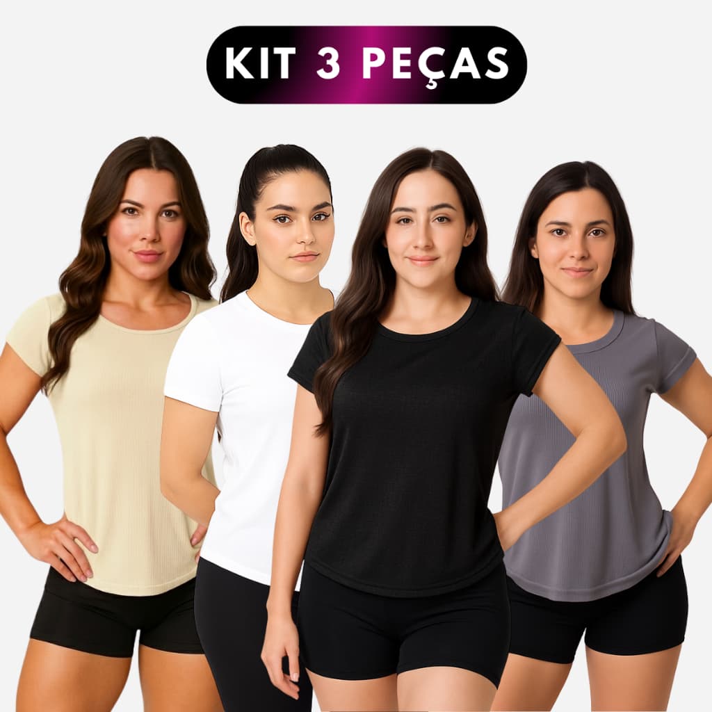 Kit 3 Camiseta Academia Feminina Dry Fit Treino Blusa Caminhada Treino Musculação