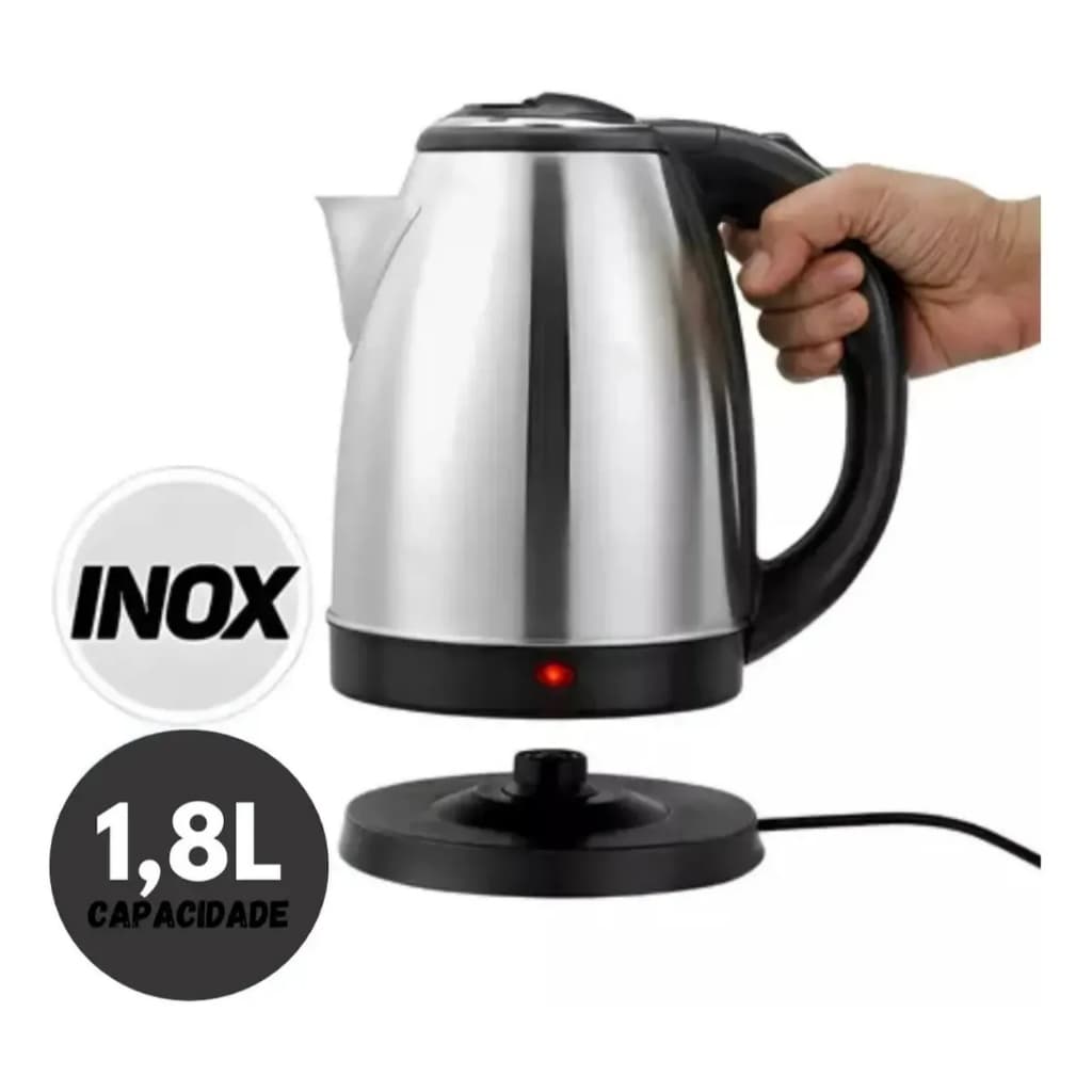 Chaleira Elétrica Automática Aquecimento Rápido Inox 1,8 Litros