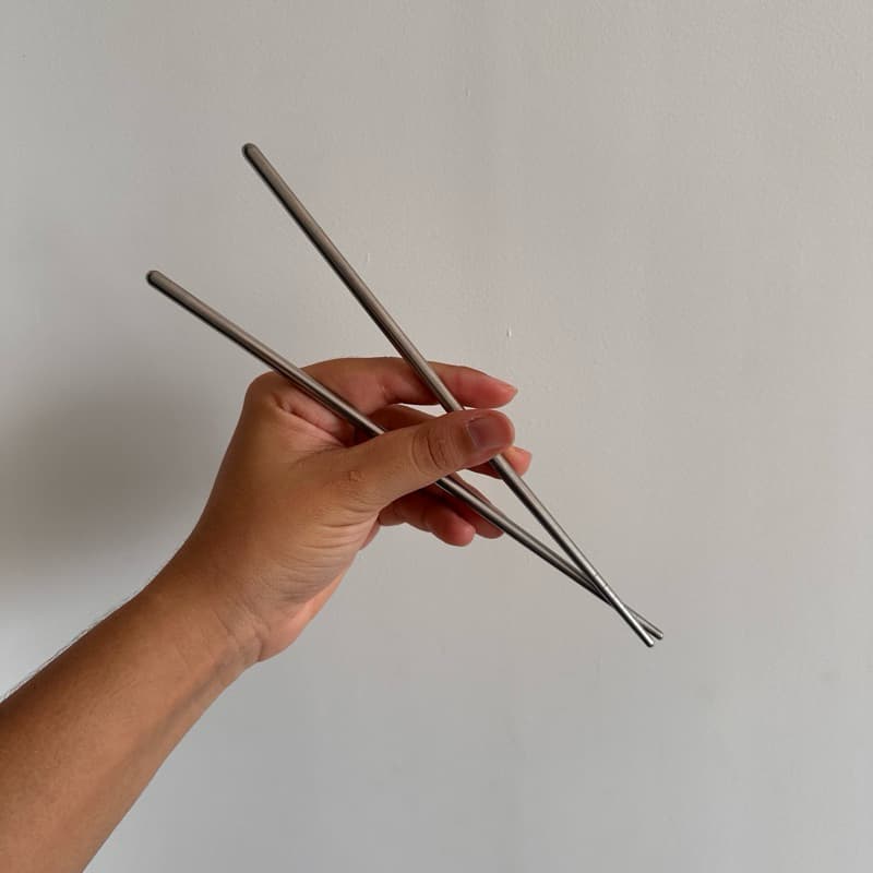 Hashi de Metal Inox Reutilizável Talher Oriental Japonês Coreano Usado Brechó Bazar