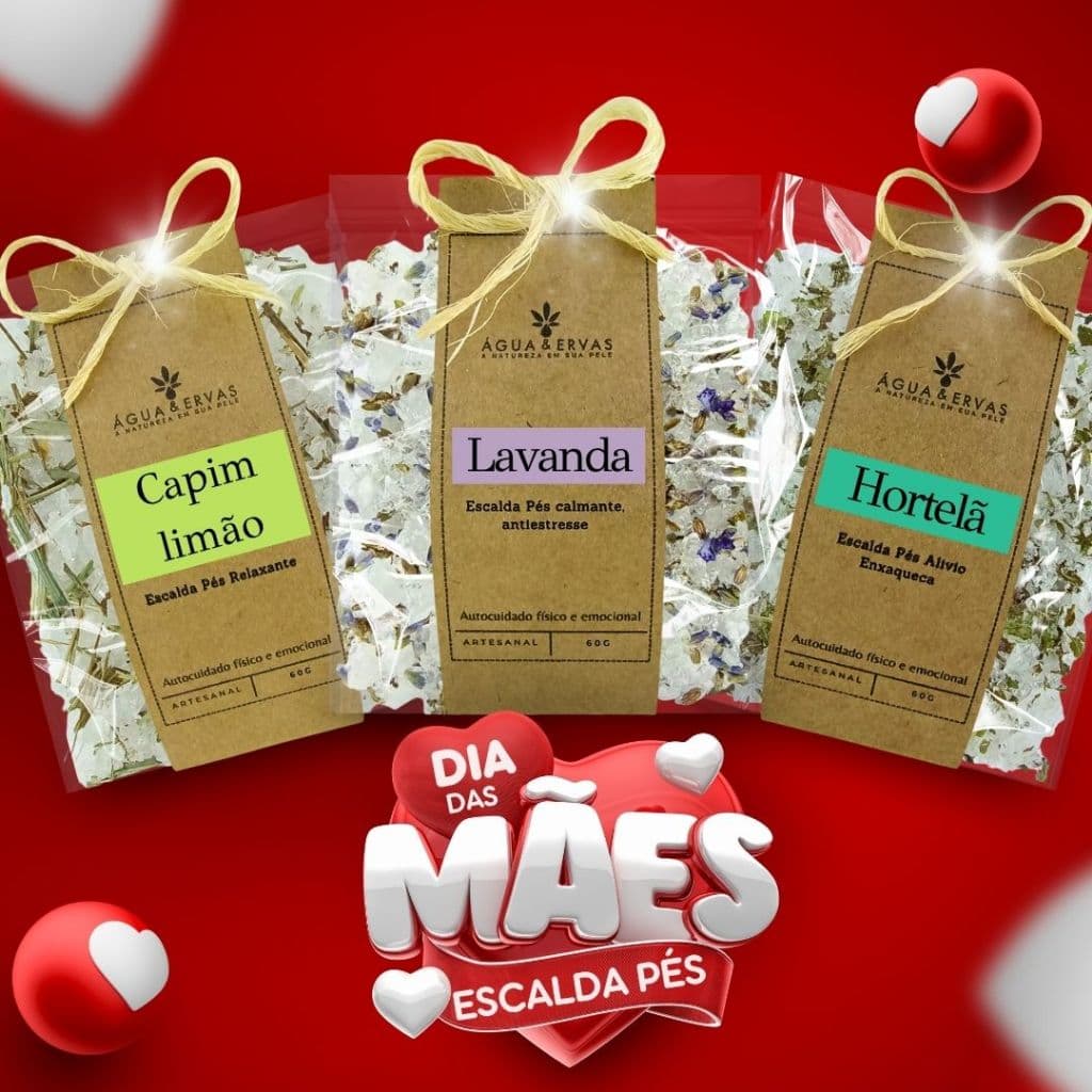 Escalda pés Kit c 12 - 4Hortelã - 4Lavanda - 4Capim Limão Ideal para Datas Comemorativas e Brindes Dia das Mães
