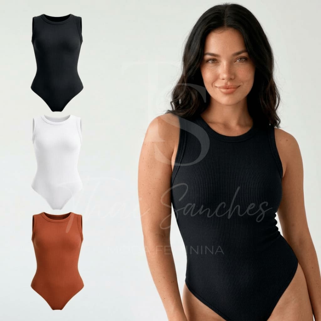 KIT 3 Body Feminino Regata Canelado Anarruga Alça Fina Bory Básico Tendência Moda Feminina 2026