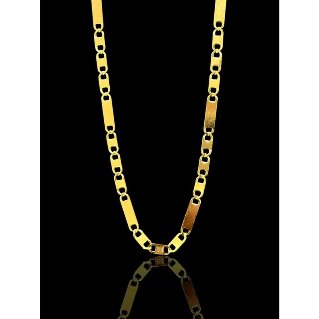 Corrente Piastrine em 3x1 3.4mm 60 cm Aço Inox 316l Dourado 18k