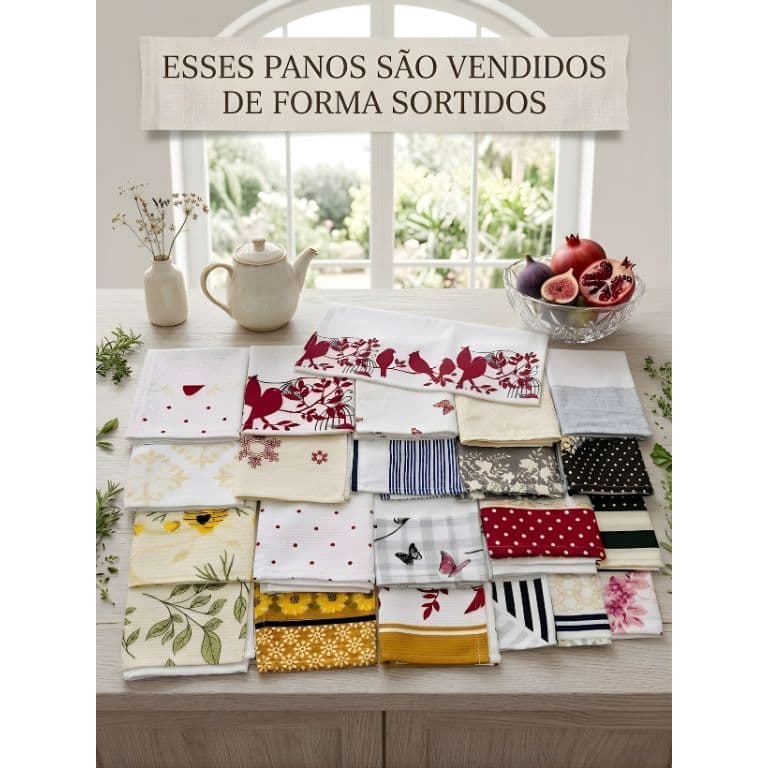 Kit Panos De Prato Coloridos Sortidos 100% Algodão Premium