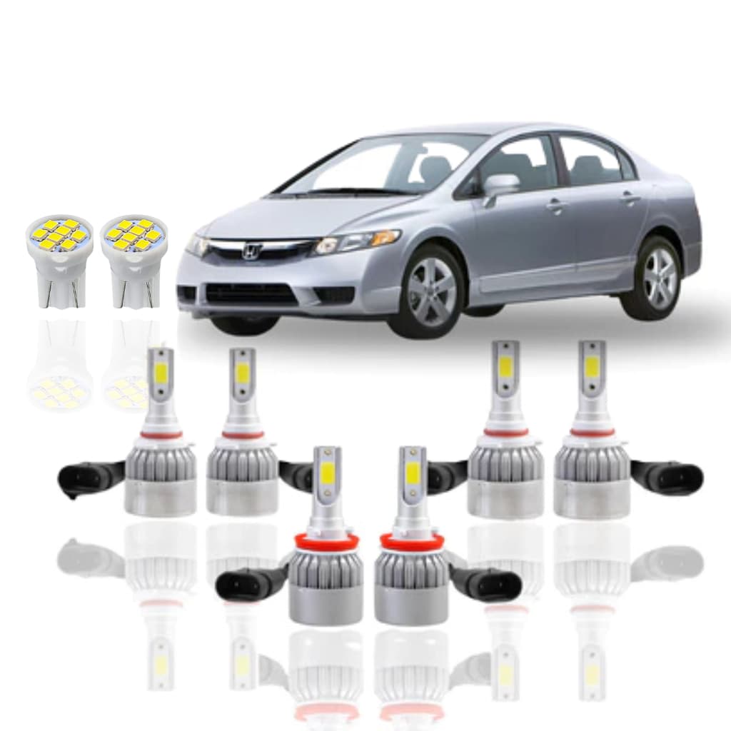 Kit Lâmpada led (Farol alto baixo milha Farolete) Honda Civic 2004 a 2011 Super Led HB3 HB4 H11 T10 NEBLINA meia luz