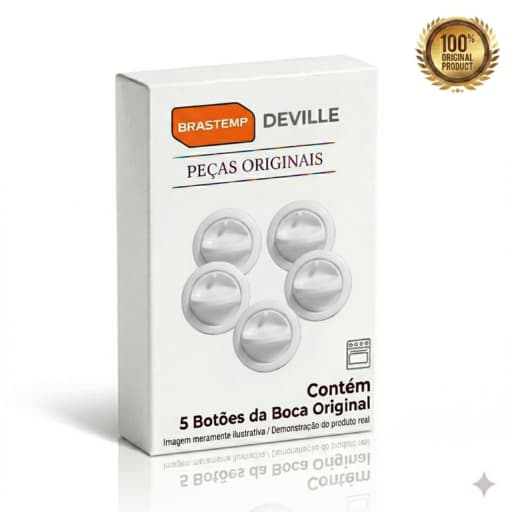 Kit 5 Botões Brastemp Deville para Fogão Aro Branco