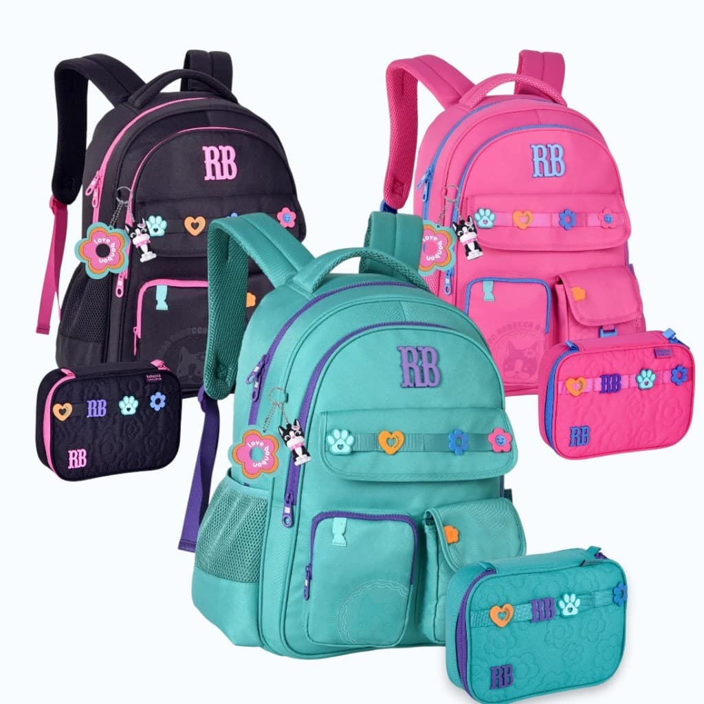 Mochila Rebeca Bonbon Escolar Infantil + Estojo Original