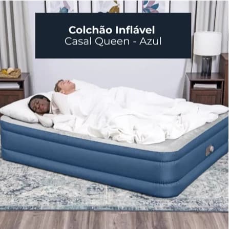 💙 Colchão Inflável Casal Queen Azul – Conforto e Praticidade em Qualquer Lugar! 💙