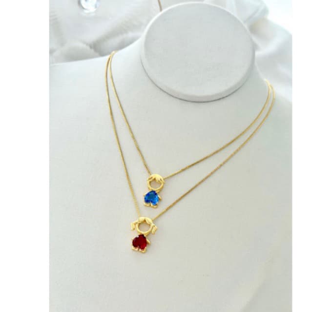 Colar Filhos em Cristal Folheado a Ouro 18k