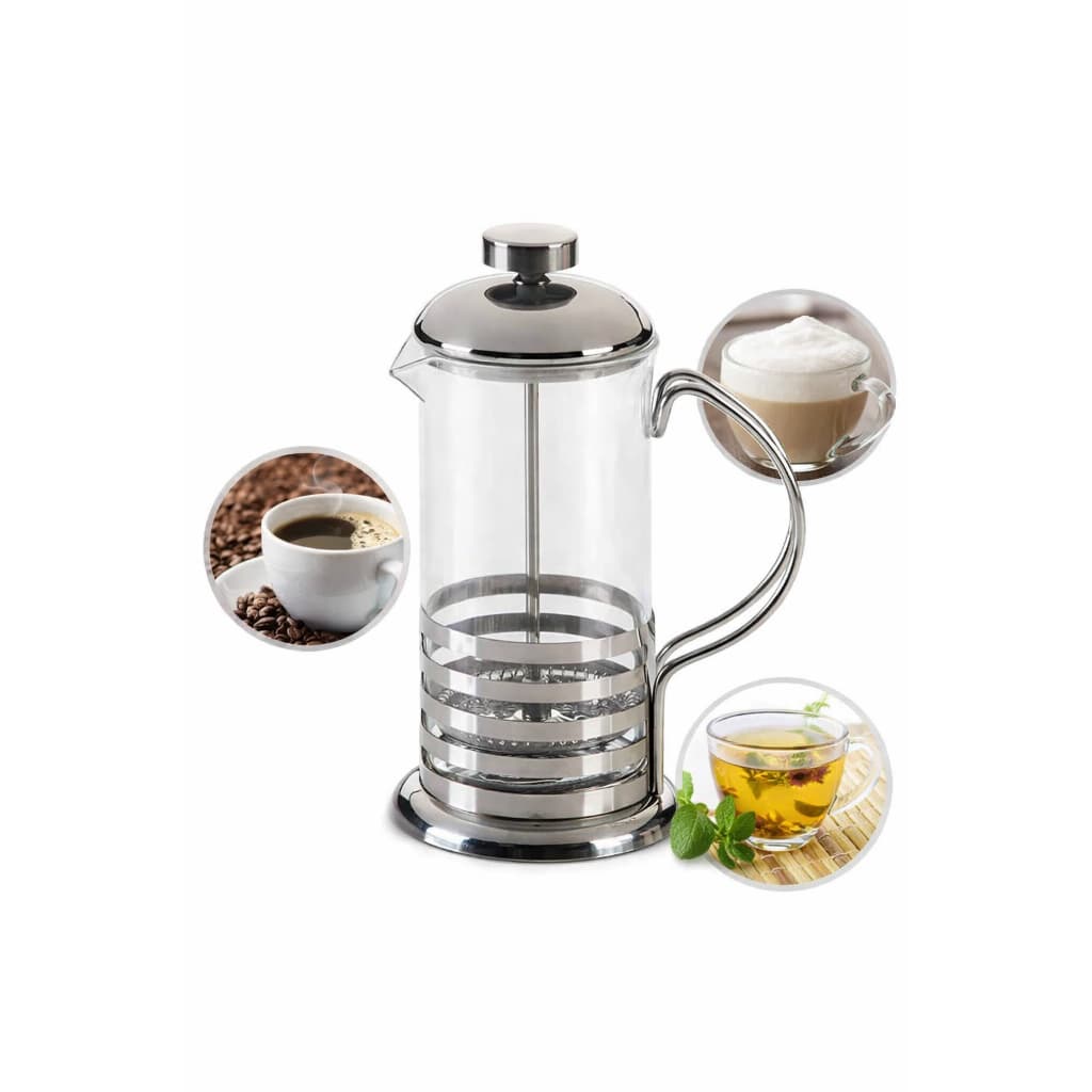 Cafeteira Prensa Francesa Cremeira Em Vidro E Aço Inox 350ml Café Chá Leite Cremoso