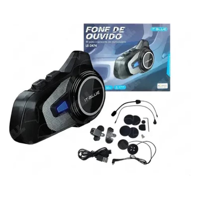 Intercomunicador Bluetooth Para Capacete Moto It-Blue LE-2474 À Prova D'água Com Microfone Som HD