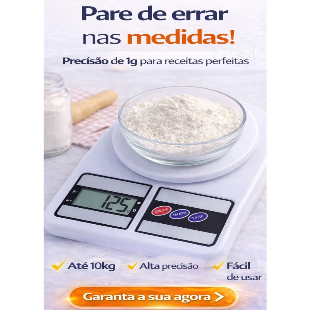 Balança Digital de Cozinha 10kg Precisão 1g Culinária Dieta Nutrição Alta Precisão
