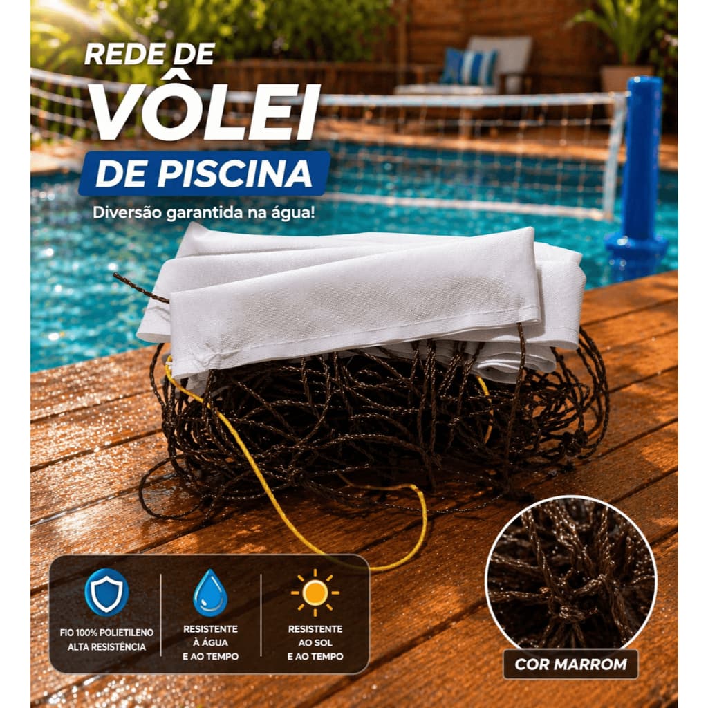 Rede de Biribol Vôlei de Piscina 4 Metros Várias Cores Pronta Entrega Top