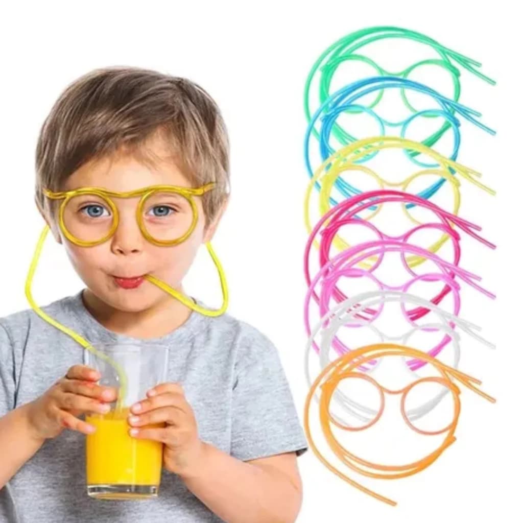 Óculos Canudo Infantil Flexível Reutilizável Divertido Chaves Festa Lembrancinha Colorido  4,7  15 avaliações