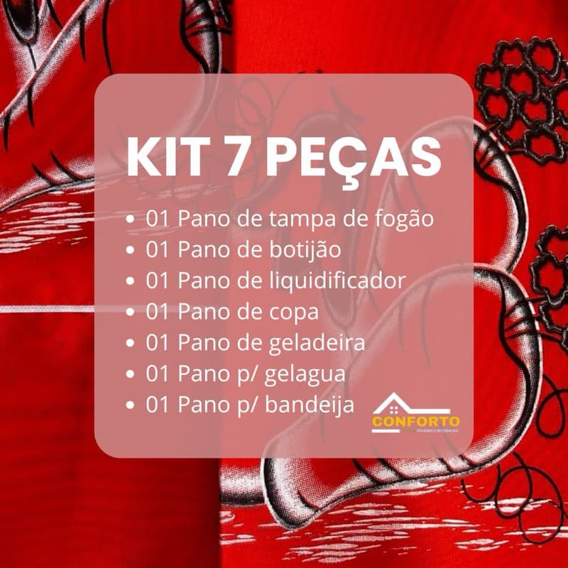 Kit Jogo De Cozinha 7 Peças Para Cozinha Estampado Capas Decorativas  100% OXFORD