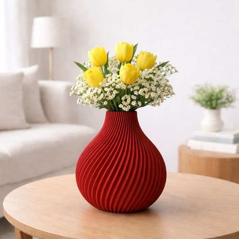 Vaso Decorativo Moderno Elegante para Sala | Vaso Ondulado para Flores e Mesa
