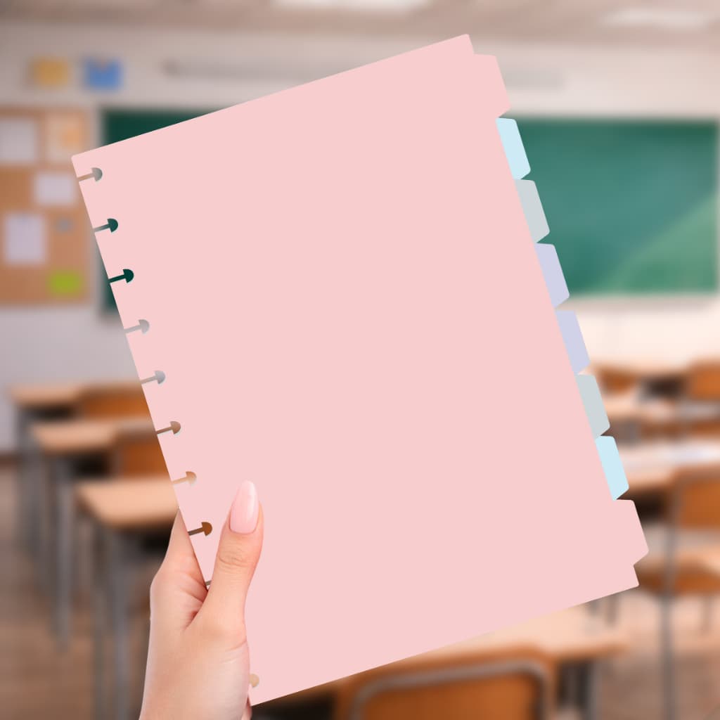 8 Divisórias A4 11 Discos Tons Pastel Caderno Inteligente Organizadora Caderno Disco Escolar