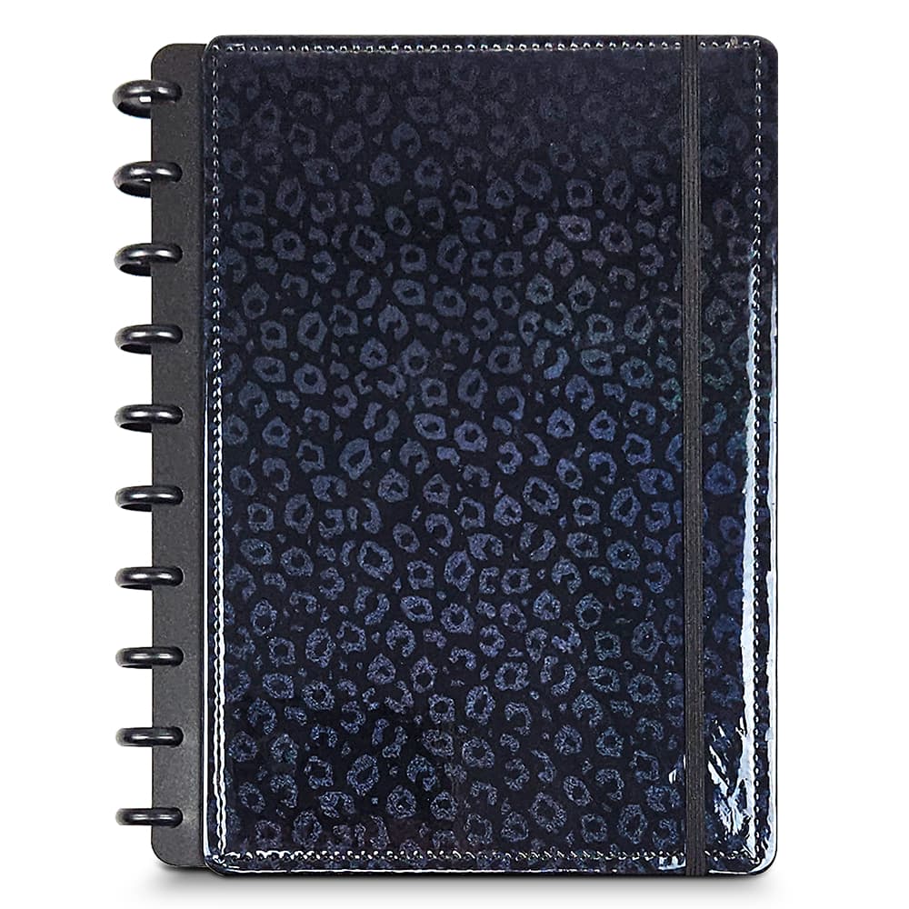 Caderno Universitário B5 Médio Com Discos Inteligentes - 80 Folhas Pautadas - Capa Dura Holográfica Personalizada PRETO