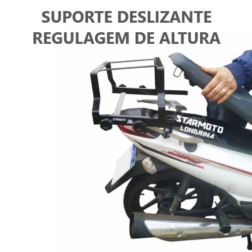 Suporte de Baú para JET 50 e JET 125 SHINERAY - Bagageiro Deslizante de Correr - Pode Levar Garupa