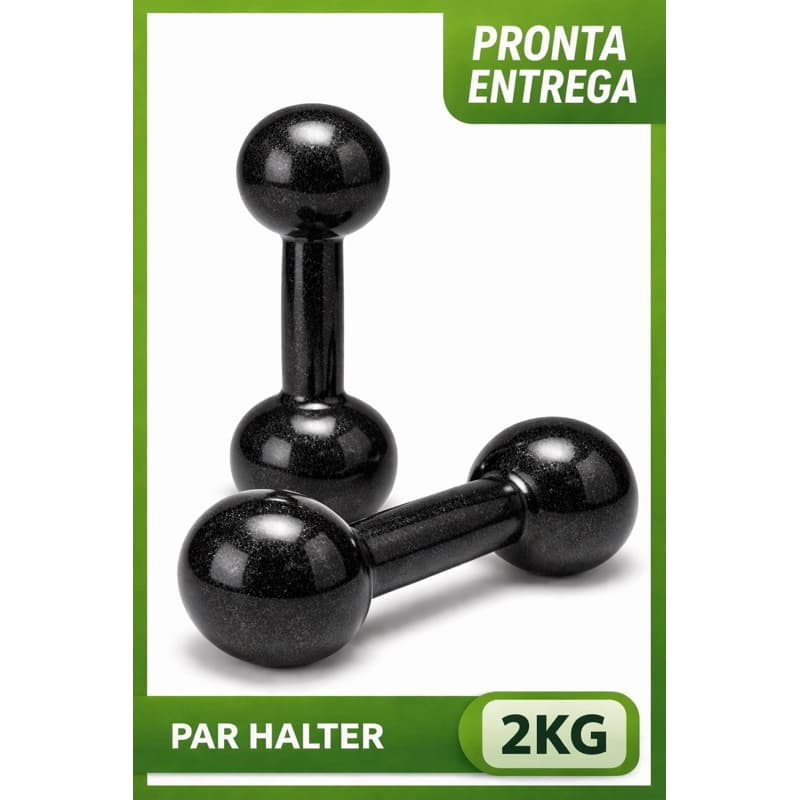 Par Halter Emborrachado 2KG (4kg Total) Peso Para Academia e Treino em Casa