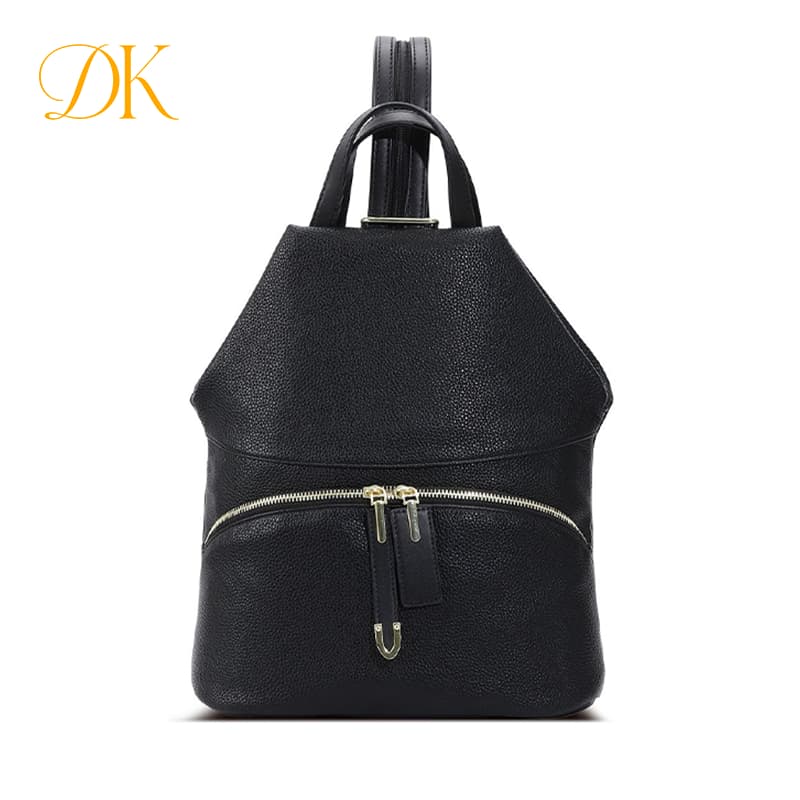 Mochila Feminina DUKE em Couro PU de Alta Qualidade, Tamanho Médio Espaçoso, Bucket com Alça Preta JD011