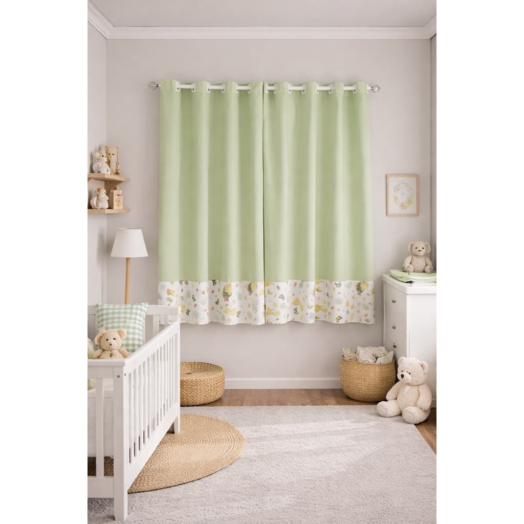 Cortina Quarto Bebê 2,70 largura x 1,60 altura 100% Algodão Percal 180 Fios Suave Delicada