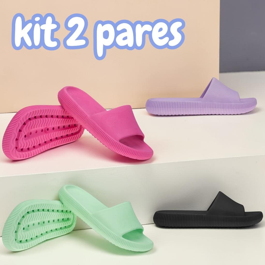 Kit Chinelo Nuvem Infantil Menina Confortável Macio Casual Básico Escolar Passeio Promoção Juvenil