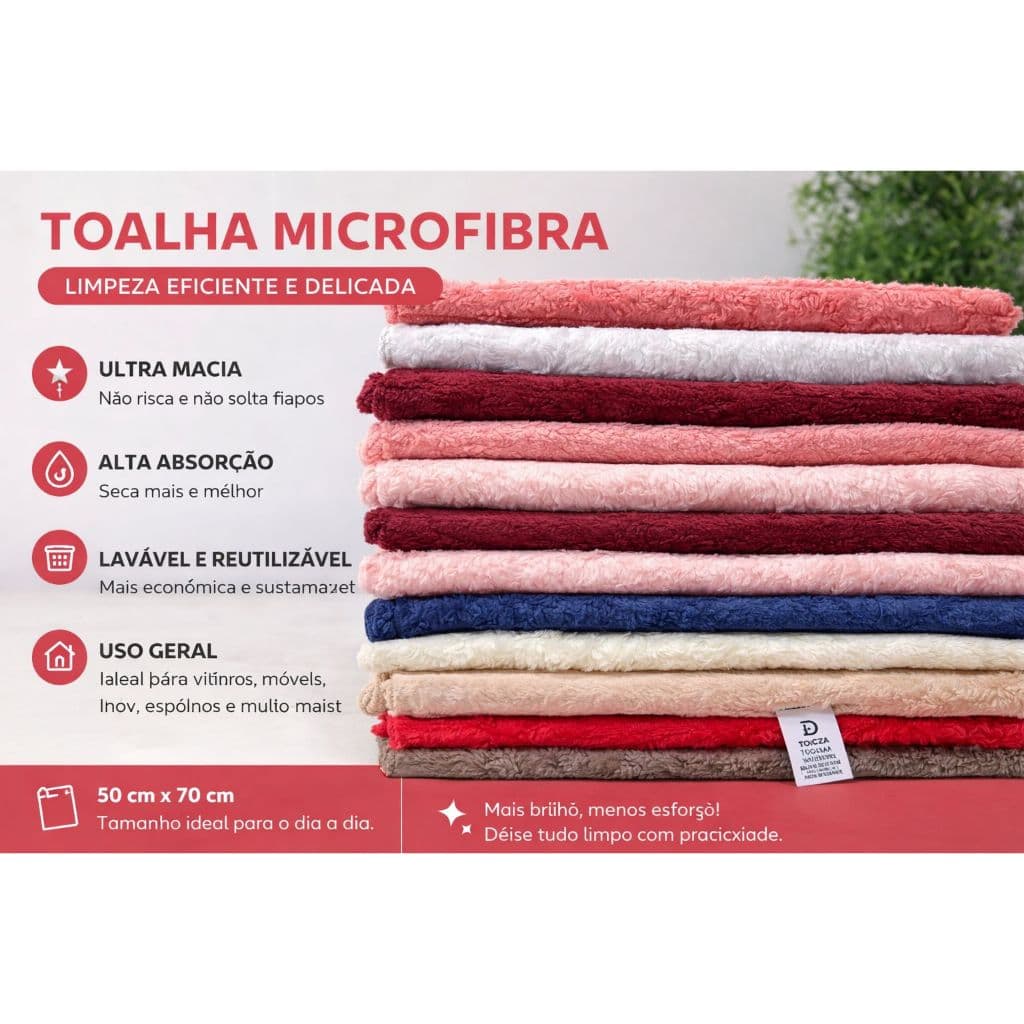 Toalha de Rosto e Mãos Microfibra Ultra Macia 50x70 cm – Alta Absorção para Banheiro