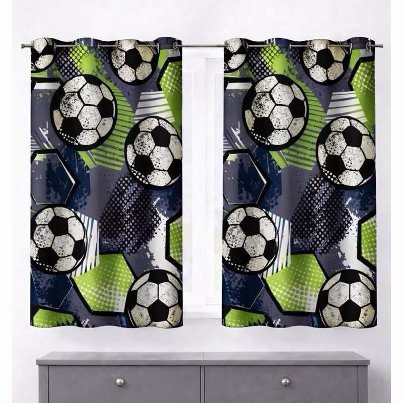 CORTINA INFANTIL PARA JANELA FUTEBOL  ILHÓS TECIDO ESTAMPADO