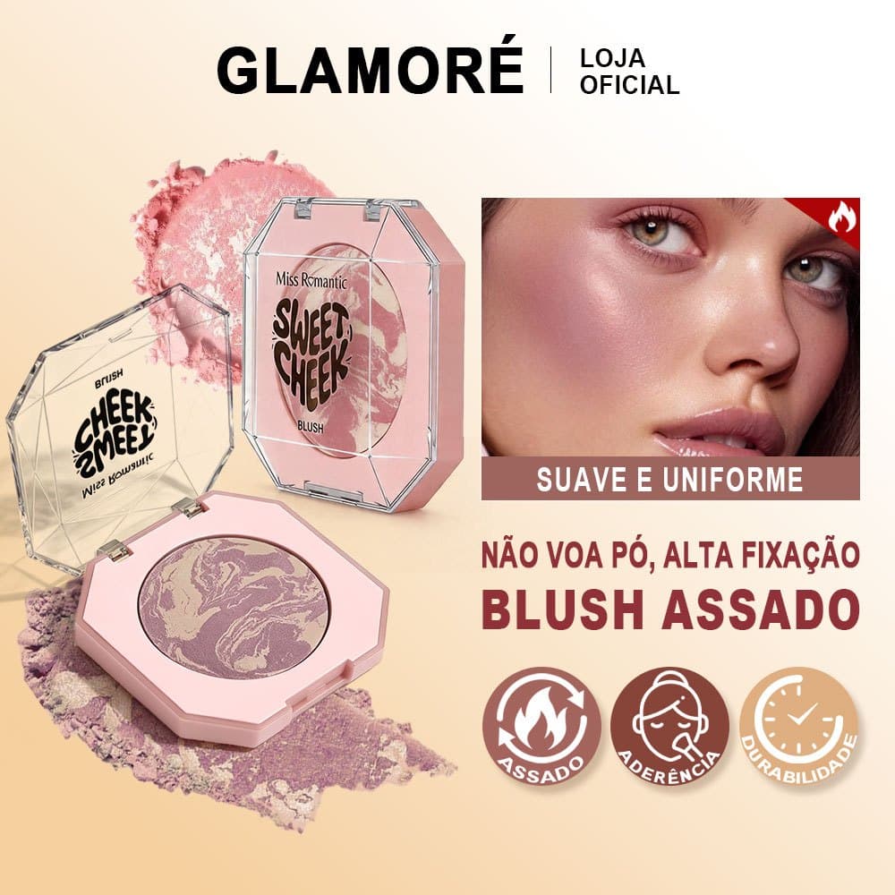 Blush Facial Sweet Cheek Miss Romantic Cintilante Marmorizado 4 Cores