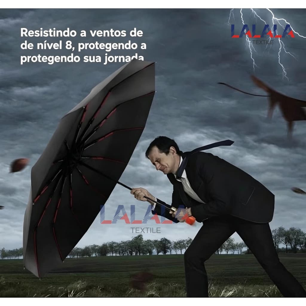 Guarda Chuva Automático Abre e Fecha | Reforçado Anti-Vento | Proteção Solar Blackout Palha Dupla