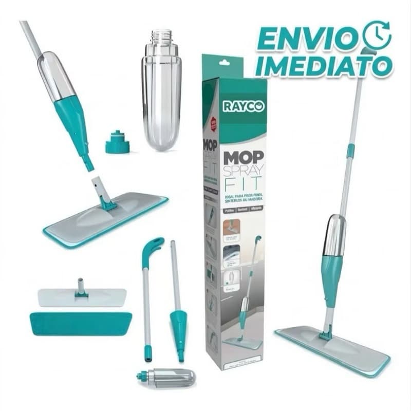 Mop Spray Fit com Reservatório 360° + Refil Microfibra Lavável | Limpeza Rápida Sem Balde
