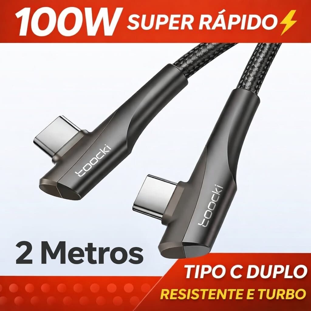 Cabo USB-C 100W - Carregamento Ultra Rápido 2 Metros
