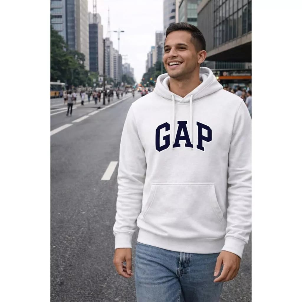 Moletom GAA Adulto Unissex Blusa de Frio Canguru Com Capuz Peluciado Algodão Premium Inverno Duo-Stree