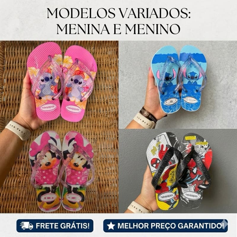 Chinelo Infantil Menina 🩴💖 Estampa Fofa Antiderrapante Leve Macio Confortável Verão