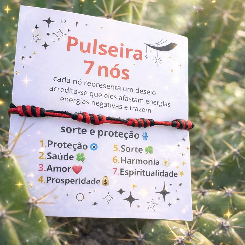 Pulseira 7 Nós de Exu Proteção Contra Inveja e Mau Olhado Ajustável