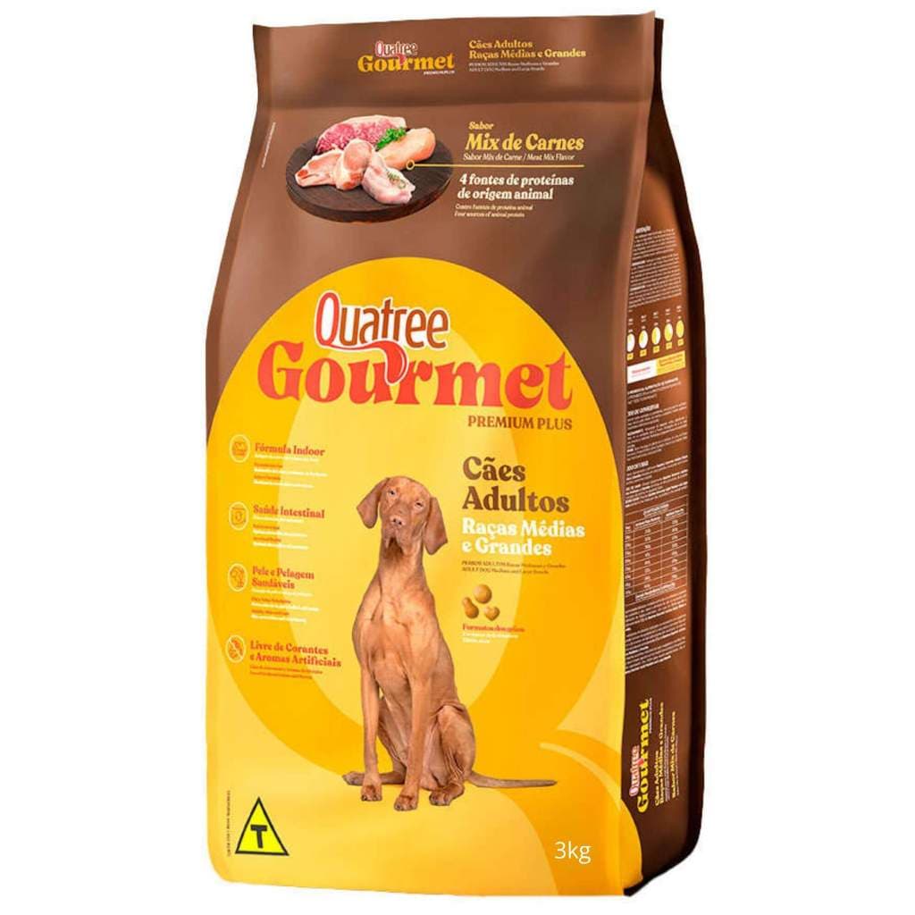 RAÇÃO QUATREE GOURMET CÃES ADULTO RAÇAS MÉDIAS E GRANDES 3KG
