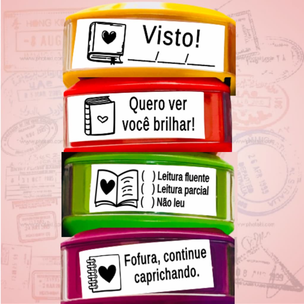 Kit de Carimbos Pedagógicos com 4 Carimbos Automáticos Nykon - LIVROS