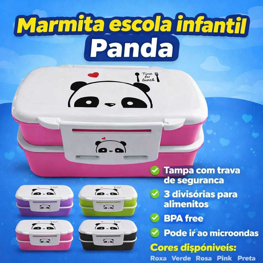 Marmita Infantil Lancheira Escolar c/talher tampa com trava Coloridas Menino Menina