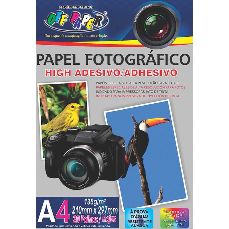 Papel Fotográfico Adesivo Glossy 20 Folhas 180g Off Paper MasterPrint