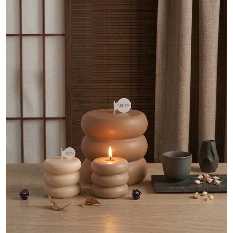Kit 3 Velas Decorativas Geométricas Bubble Minimalista | Cera de Coco Natural | Design Moderno