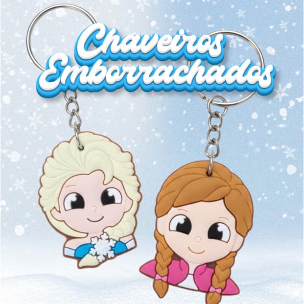 chaveiro emborrachado princesas da disnei frozen ariel moana kit 10/50 festa temática aniverário lembrancinha
