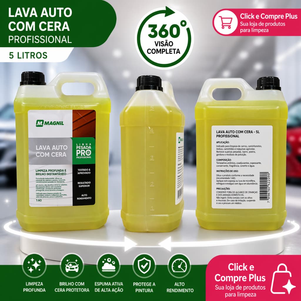 Lava Autos com Cera Profissional MAGNIL – Brilho e Limpeza em um Só Produto!