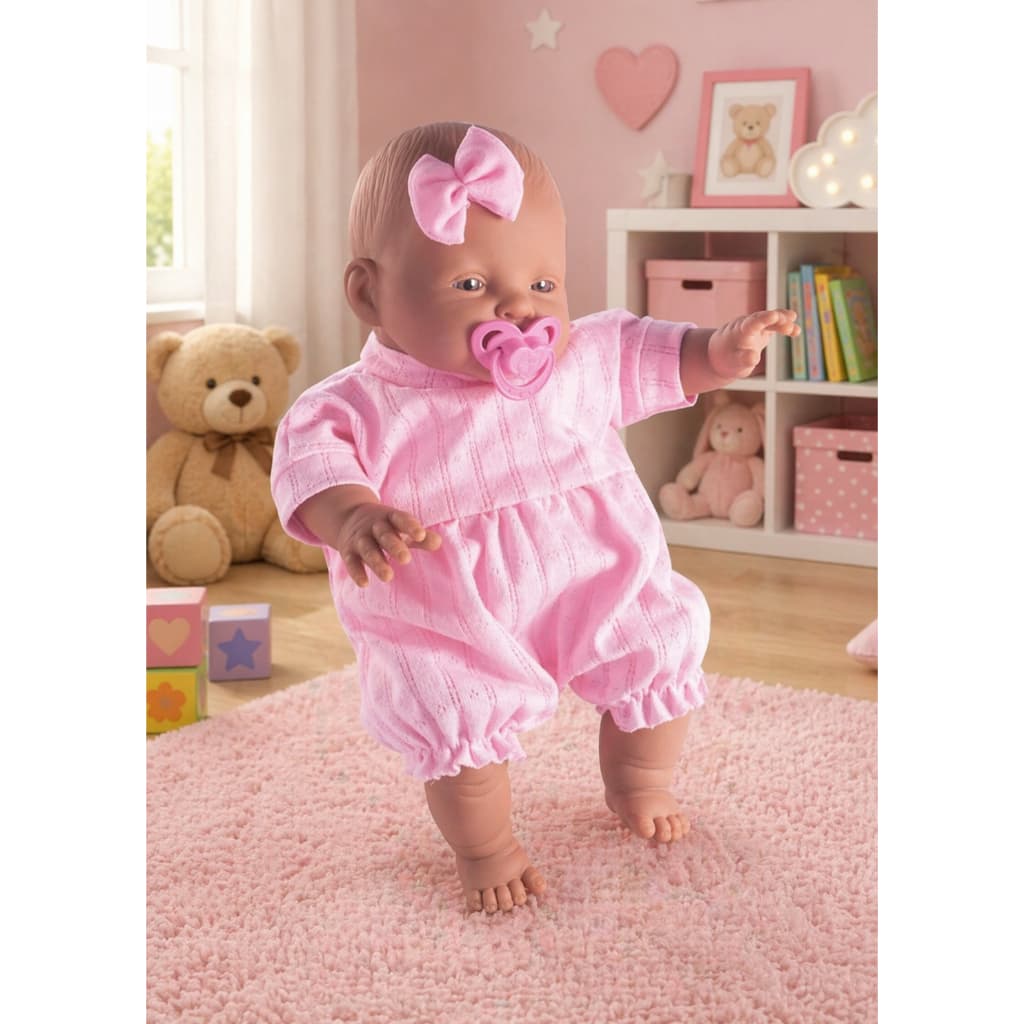 Boneca Bebê 27 Cm KiFofa Negra Com Mamadeira Nova Toys Infantil