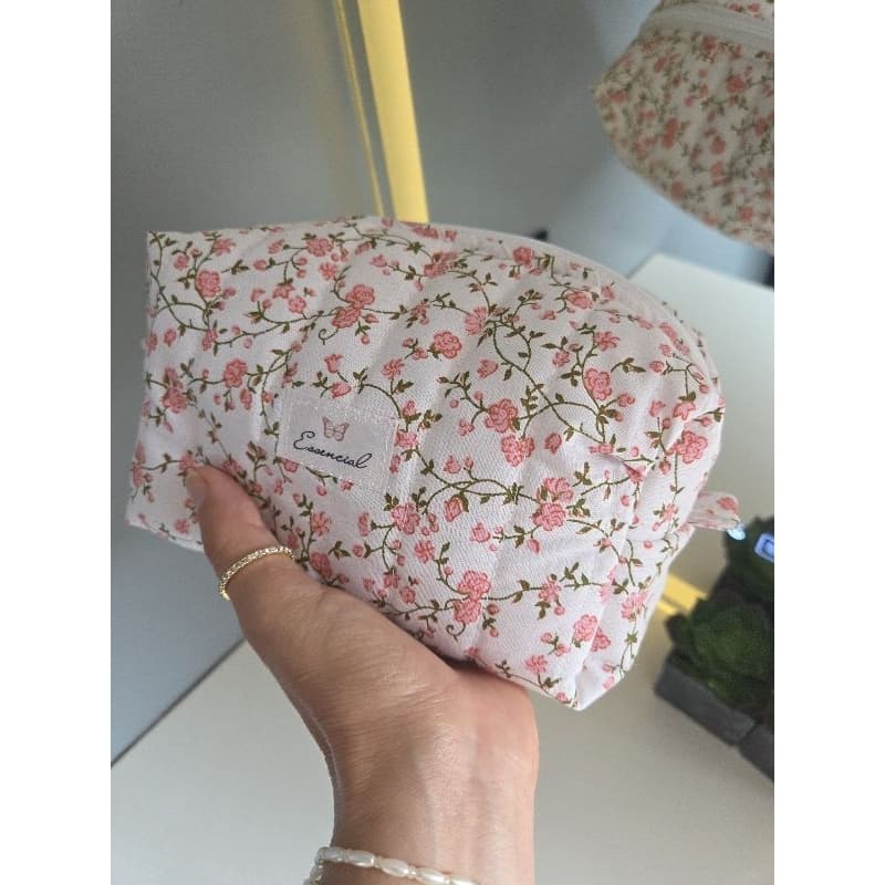 Necessaire Feminina floral rosa ou azul | Organizador de Maquiagem | Bolsa Essencial Compacta, maquiagem,  para vagem